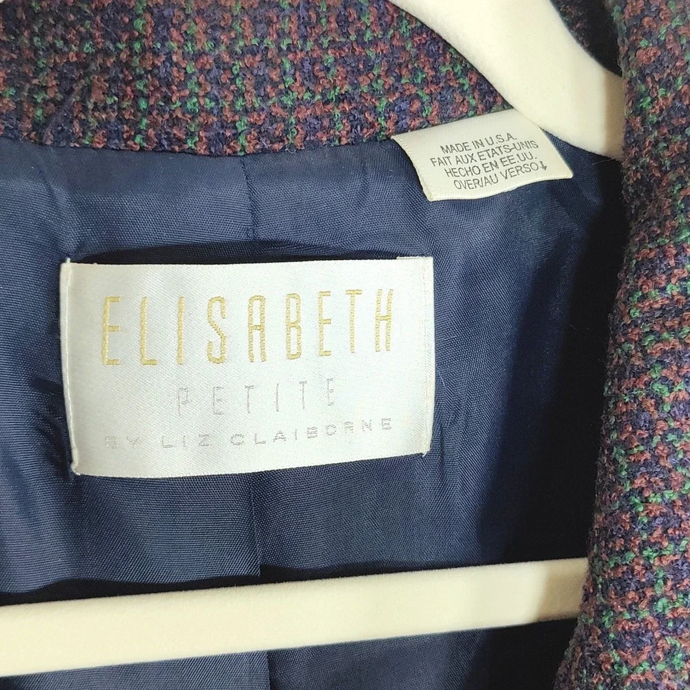Vintage Elisabeth Petite Blazer 22P Multicolor Tweed Academia Made USA